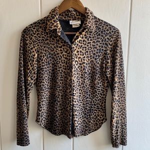 Late 80s early 90s Vintage Leopard Print Shirt Button Front
